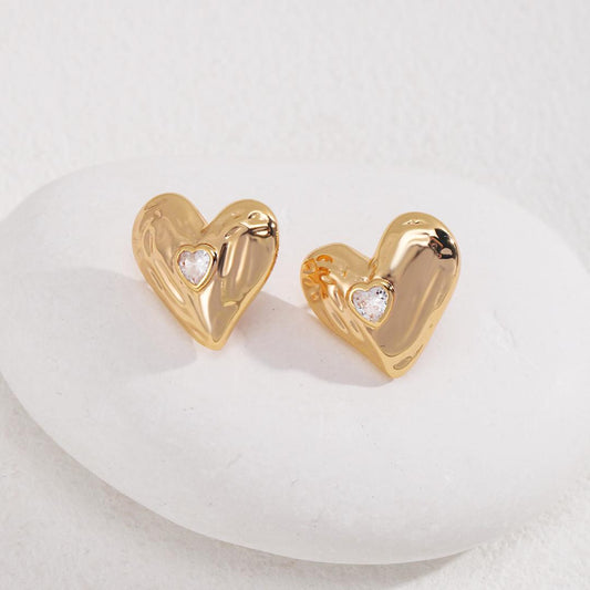 Pure silver heart-shaped earrings