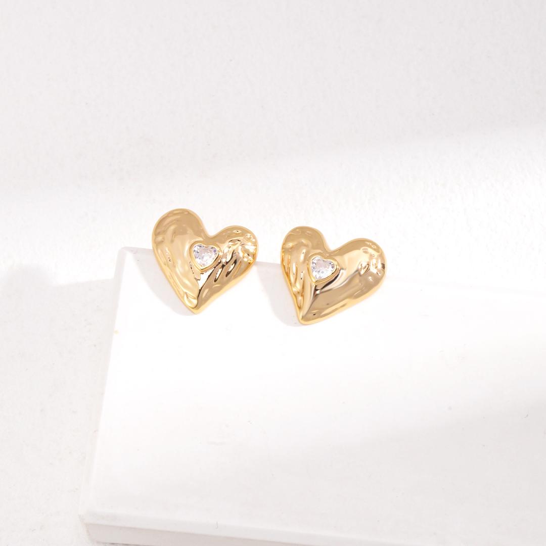 Pure silver heart-shaped earrings