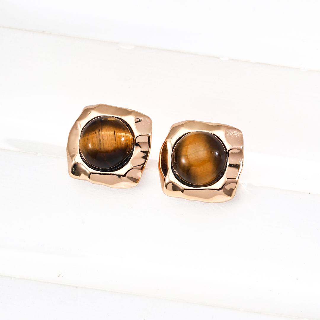 Natural tiger eye stone earrings